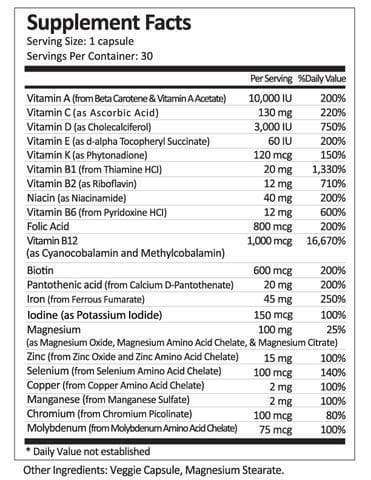 Bariatric Multivitamin Capsule - 45mg Iron - Once Daily - 30ct Bottle