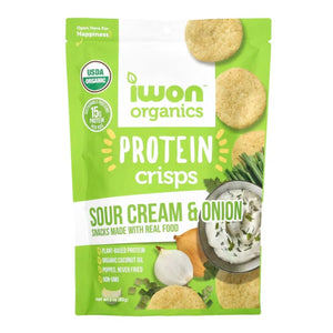 IWON Organics Protein Crisps - Sour Cream & Onion - 3oz Bag (3 Servings Per Bag) - Nashua Nutrition