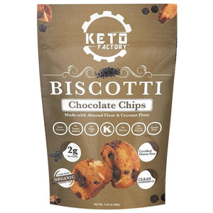 Keto Factory Biscotti - Chocolate Chip - 1 Bag (3 Servings) - Nashua Nutrition